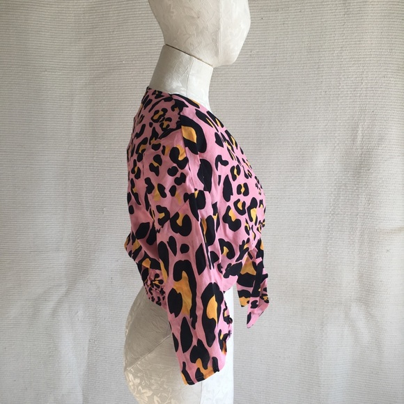 Topshop Animal Print Kimono Blouse Shirt Jacket - Picture 7 of 8